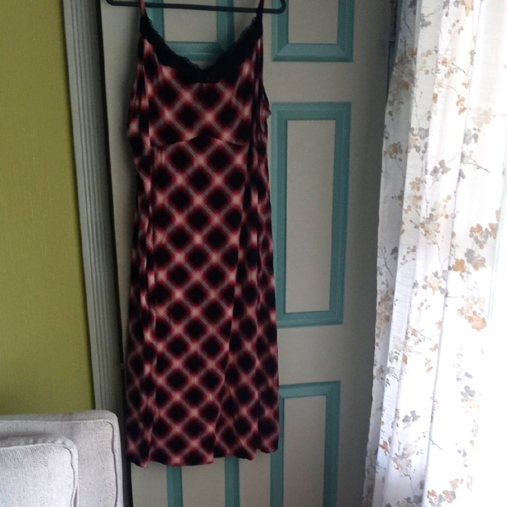 Torrid Black and Pink Geometric Midi Dress